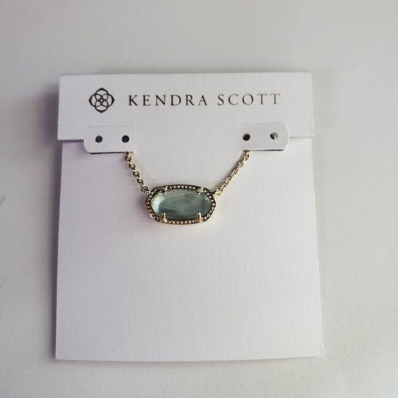 Kendra Scott Jewelry - Kendra Scott Elisa Pendant Necklace Gray Stone in Gold Plate Gift for Her Dainty